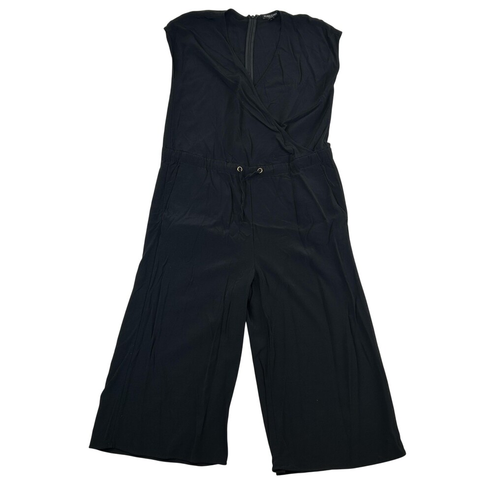 Eileen Fisher Jumpsuit Womens Petite Small Plisse Woven V-Neck Elastic Waist